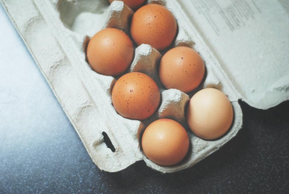 Six eggs in a box