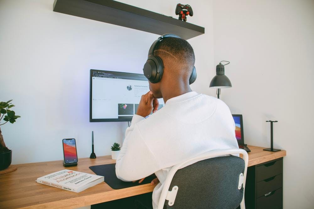 Man focused on his work at his desk